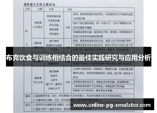 布克饮食与训练相结合的最佳实践研究与应用分析