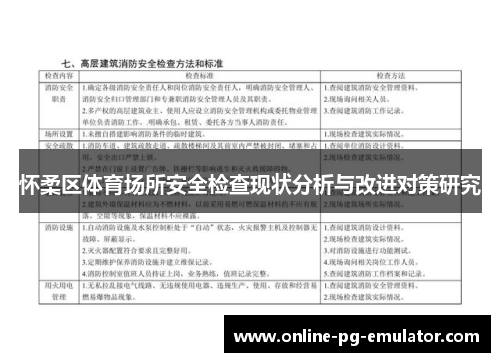 怀柔区体育场所安全检查现状分析与改进对策研究